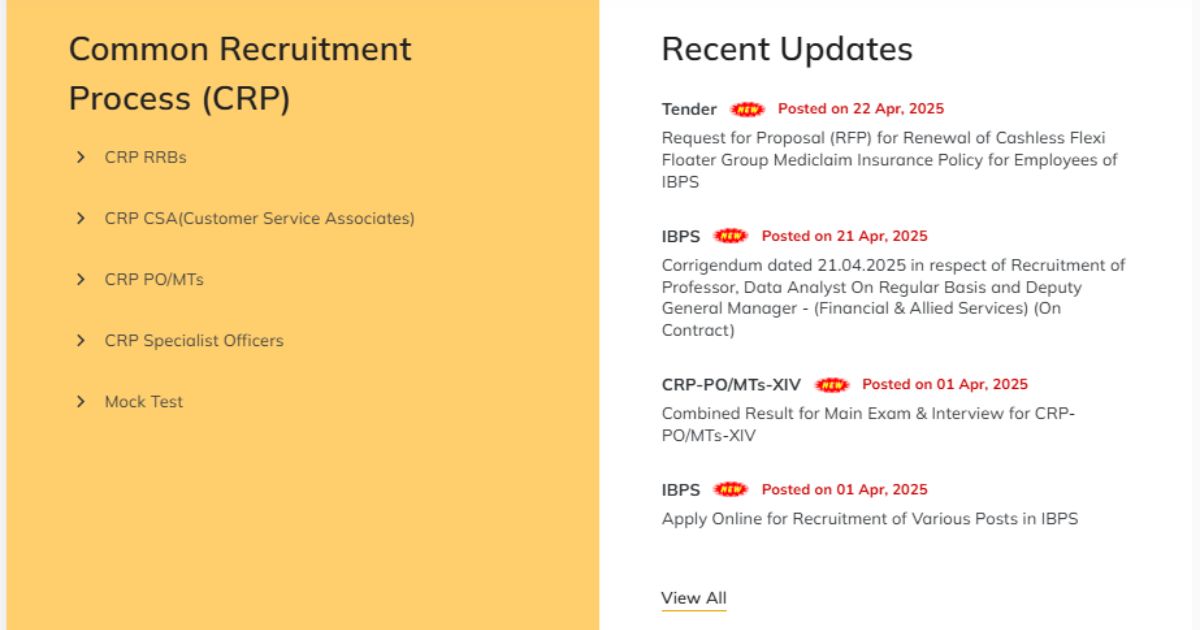 IBPS 2025 common recruitment process details and recent updates for CRP RRBs, PO/MTs, and specialists