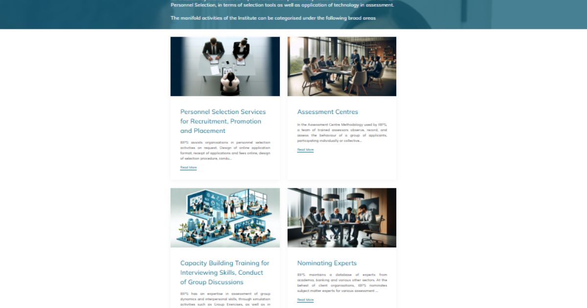 IBPS 2025 official welcome page highlighting employment testing, recruitment, and selection services