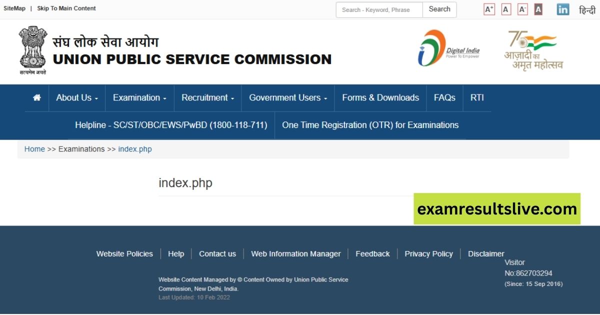 UPSC website portal displaying Civil Services Preliminary Exam 2025 details and registration options.